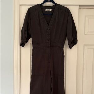 Christy Dawn Dark Gray Button-Up Jumpsuit